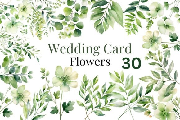 Download Green Wedding Watercolor Flowers Bundle - Flower Collection