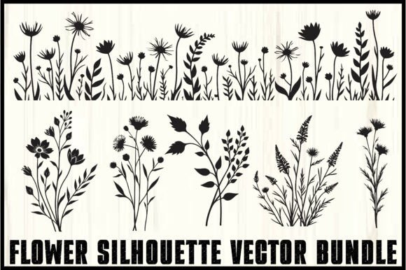 Download Wild Flower Silhouette Vector Set - Flower Collection
