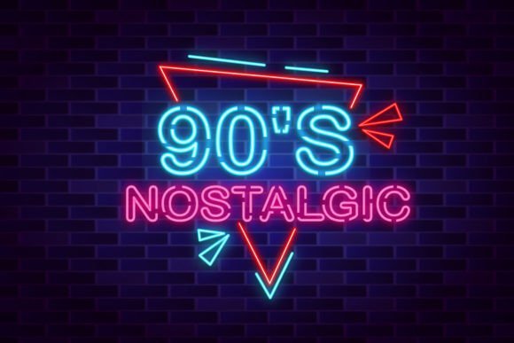 Download 90'S Vintage Lettering Neon Sign Vector - Vintage lettering Collection
